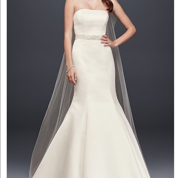 David's Bridal Dresses & Skirts - Pre-owned David’s Bridal - Strapless Trumpet Wedding Dress with Ribbon Waist